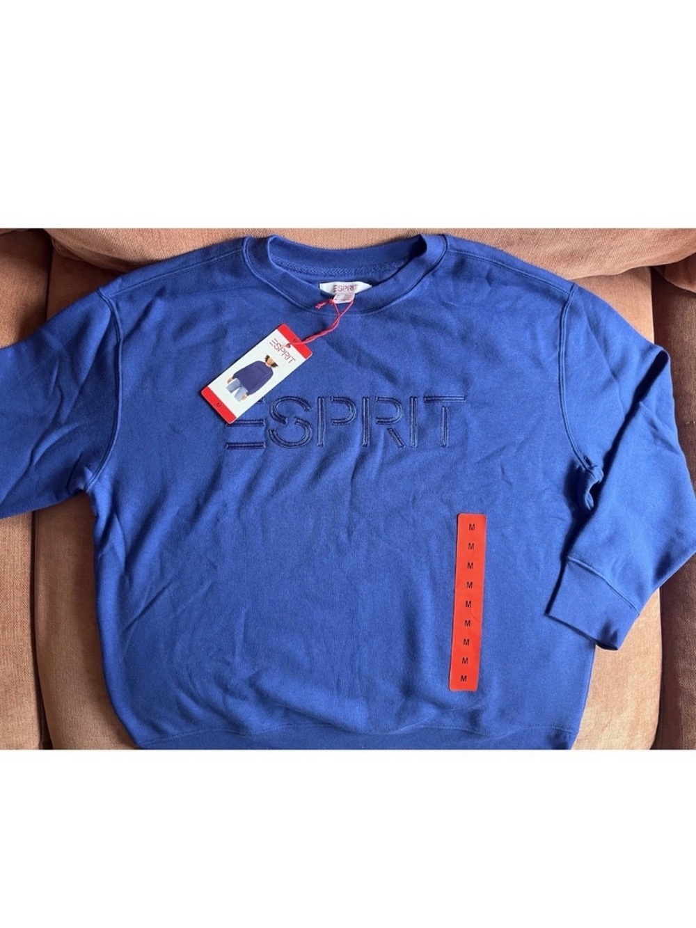 Esprit Cobalt Blue Embroidered Logo Crew Sweatshirt